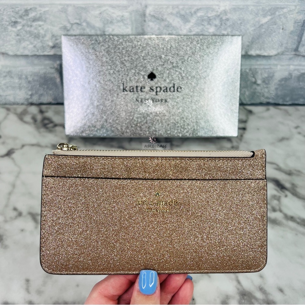 Kate Spade Shimmy Lola Greta Joeley Glitter Boxed Large Slim Card Holder Wallet